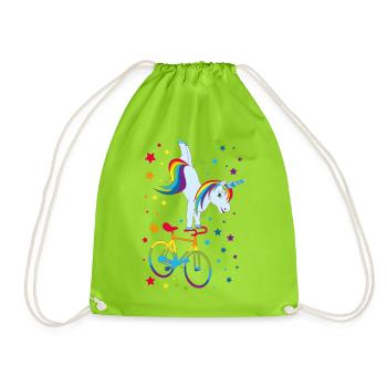 Cyclisme artistique, cyclisme artistique, cyclisme en salle, licorne - Sac de sport léger - vert néon - Devant