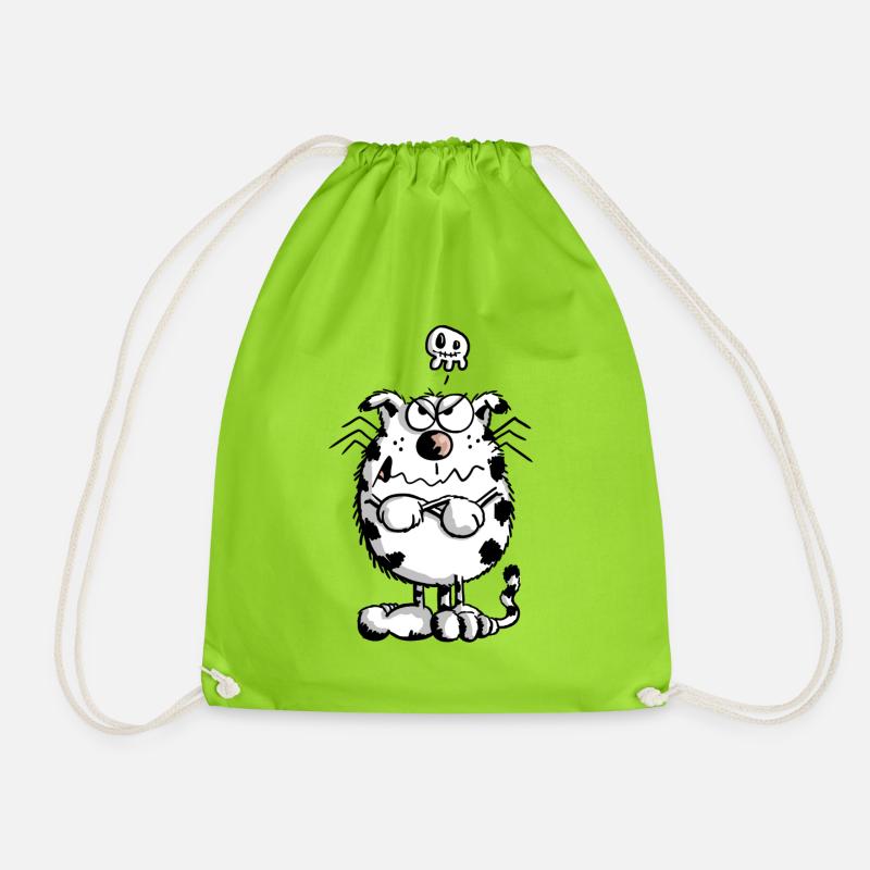 Mies gelaunte Katze - Comic - Skull - Fun - Turnbeutel - Neongrün