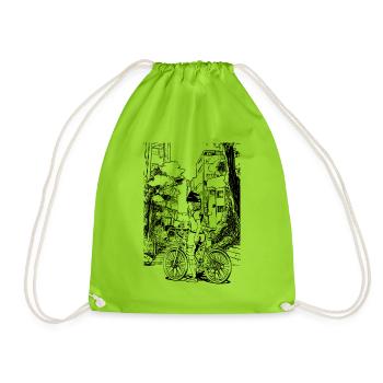 City look for MTB fans: cool biker T-shirt - Drawstring Bag - neon green - Front