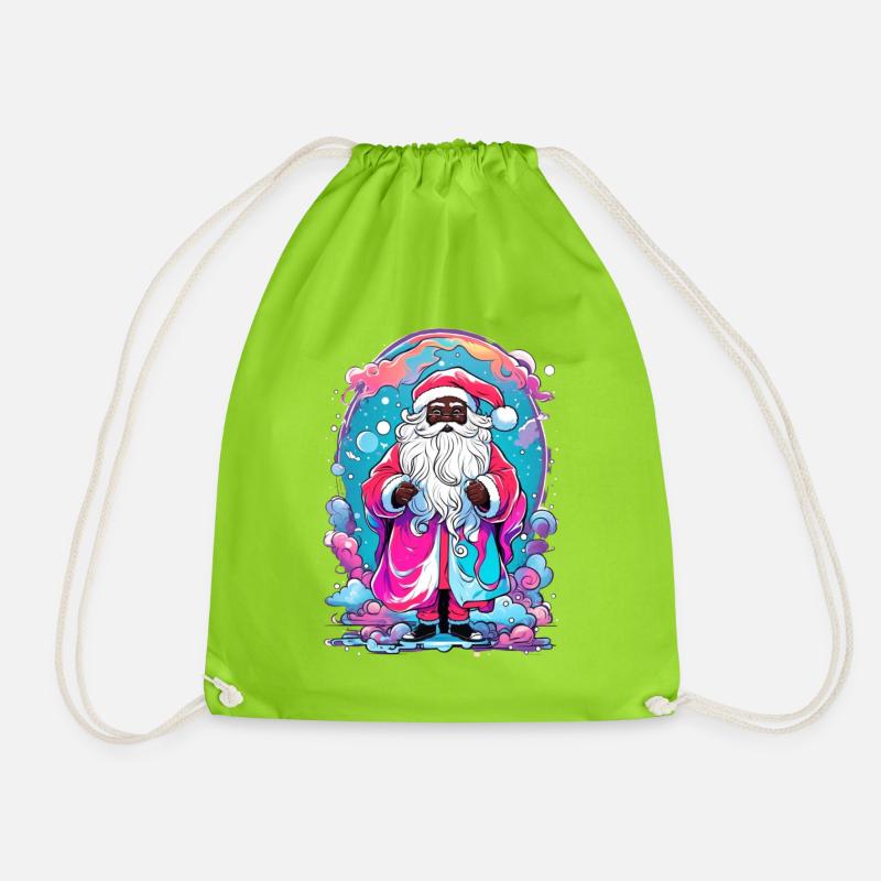 Colourful Christmas magic with snowman - Drawstring Bag - neon green