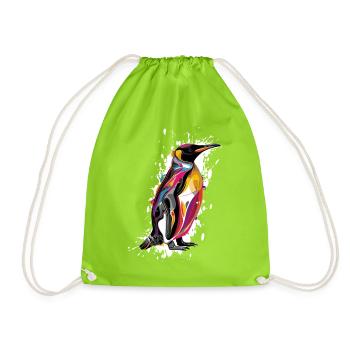 Farbexplosion Pinguin - Turnbeutel - Neongrün - Vorne