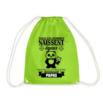 Alle Männer werden als gleich geboren, Papa. - Turnbeutel - Neongrün - Vorne