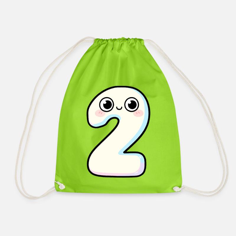 Nummer 2 Kawaii Pastel lächelt - Turnbeutel - Neongrün