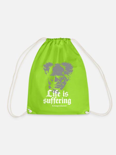Das Leben ist Leiden: Schopenhauer Tee - Turnbeutel - Neongrün