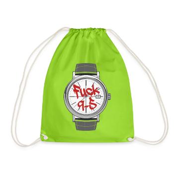 Fuck 9 to 5 o'clock statement work is annoying - Drawstring Bag - neon green - Front
