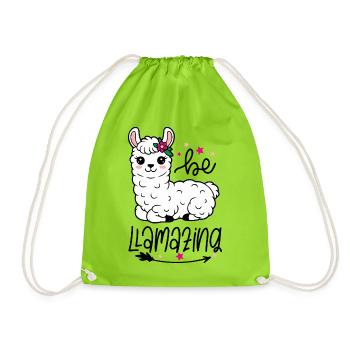 Be Amazing Alpaca Blumenkrone - Turnbeutel - Neongrün - Vorne