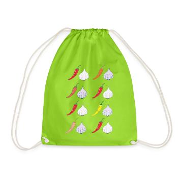 ChiliGarlic Pattern Color Print - Drawstring Bag - neon green - Front