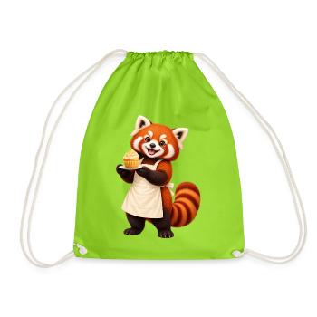 Red Panda Baker mit Cupcake - Turnbeutel - Neongrün - Vorne