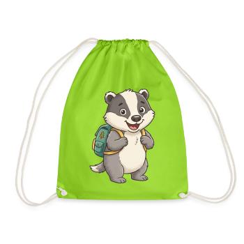 Waldfreund Dachs mit Rucksack - Turnbeutel - Neongrün - Vorne