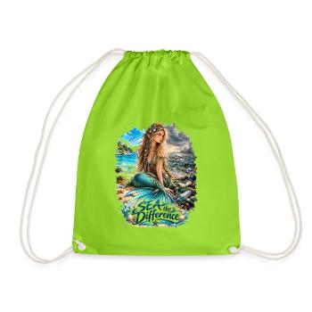 Meerjungfrau am Strand – Sea the Difference - Turnbeutel - Neongrün - Vorne