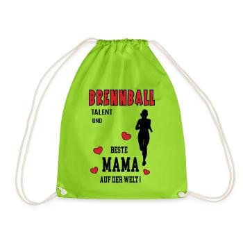 Brennball Spielerin Mama Brennballerin Mutter Frau - Turnbeutel - Neongrün - Vorne