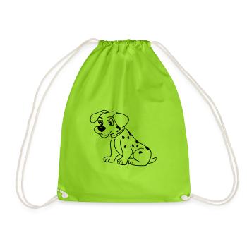 Funny Dalmatian 003 vector - Drawstring Bag - neon green - Front