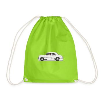 Klassisches Retro-Auto in Schwarz und Weiß - Turnbeutel - Neongrün - Vorne