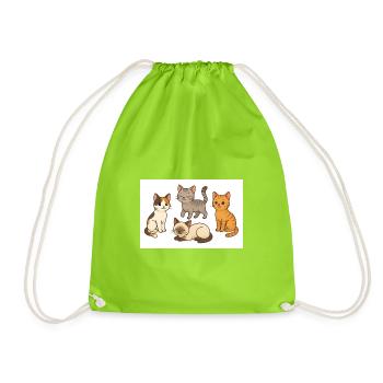 Katzen Vierergruppe Cartoon - Turnbeutel - Neongrün - Vorne