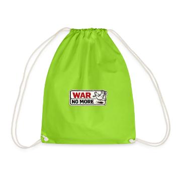 War No More – Sticker Peace & Humanity  - Sac de sport léger - vert néon - Devant