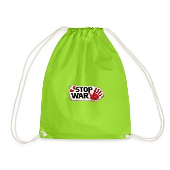 War No More – Sticker Peace & Humanity - Drawstring Bag - neon green - Front