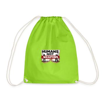 War No More – Sticker Peace & Humanity - Drawstring Bag - neon green - Front