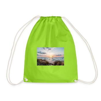 Coucher de soleil sur la plage de dunes - Sac de sport léger - vert néon - Devant