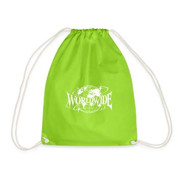 Weltweites Globus-Emblem - Turnbeutel - Neongrün - Vorne
