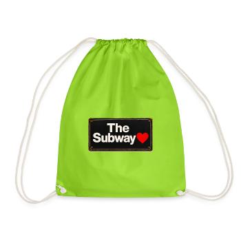 Subway Heart Retro-Schild - Turnbeutel - Neongrün - Vorne