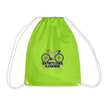 Ich trete lieber, als ich rede – Fahrrad - Turnbeutel - Neongrün - Vorne
