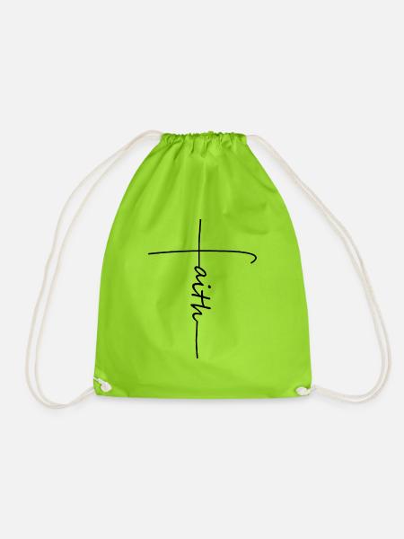 Faith - Glaube - Jesus - Liebe - christlich - Turnbeutel - Neongrün