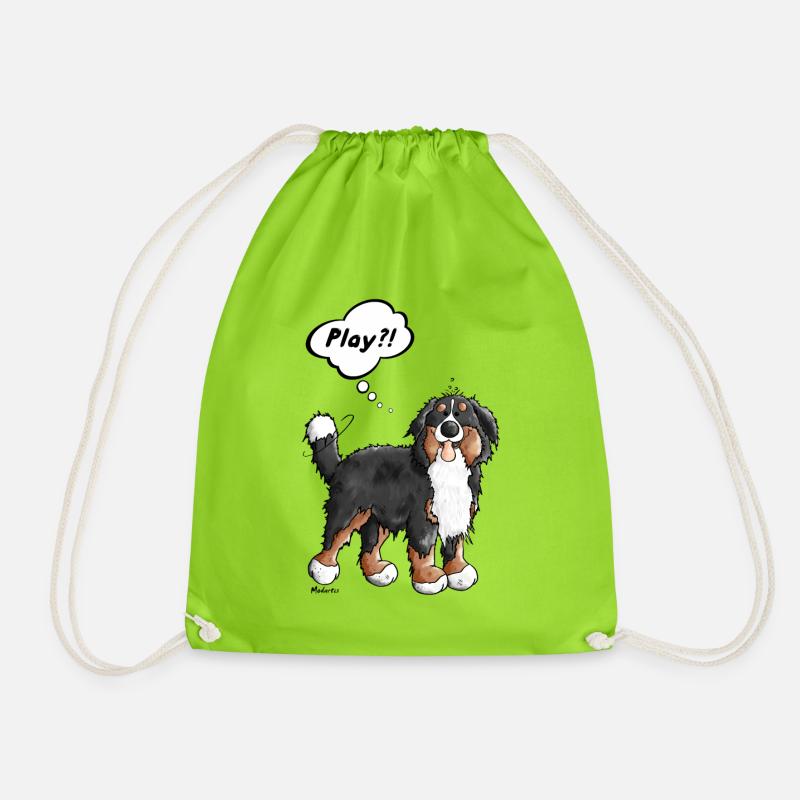 Play bernese mountain dog - Drawstring Bag - neon green
