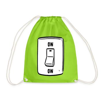 Switch ON Cool Humor Funny Motivation - Drawstring Bag - neon green - Front