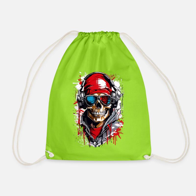 Coole Totenkopf - Turnbeutel - Neongrün