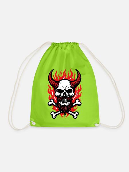 Fire Skull Demon - Turnbeutel - Neongrün
