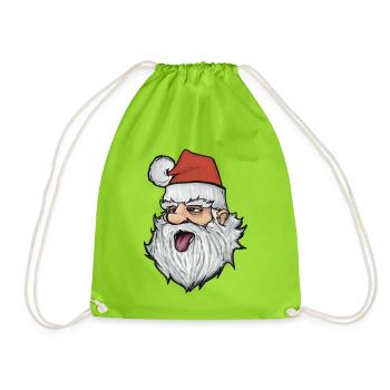 Drôle de Père Noël avec une casquette rouge - Sac de sport léger - vert néon - Devant