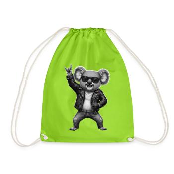 Heavy Metal Rocker Fan de musique Hard Rock Koala Loud - Sac de sport léger - vert néon - Devant