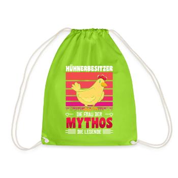 Hühnerflüsterer Huhn Hühnerhalter Hühner - Turnbeutel - Neongrün - Vorne