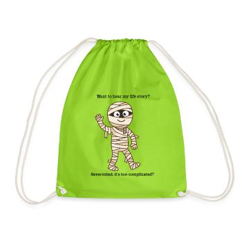 Too Complicated Mummy – lustiges Halloween-T-Shirt - Turnbeutel - Neongrün - Vorne