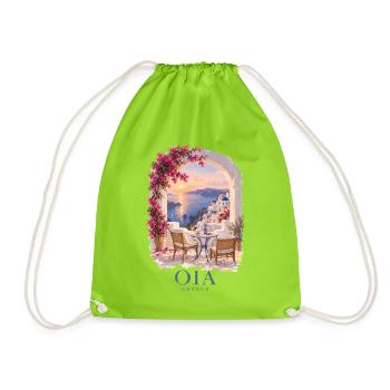 Oia Griechenland Vintage-Sommer-Charme - Turnbeutel - Neongrün - Vorne