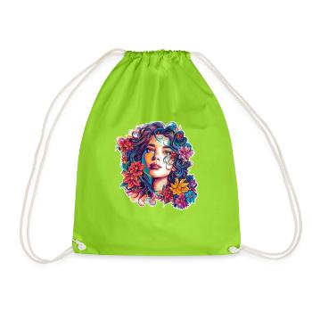 Summer Blossom Dreams No. 3 - Drawstring Bag - neon green - Front