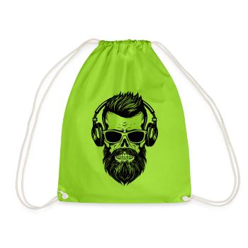 Hipster Skull Skull Lunettes de soleil Casque - Sac de sport léger - vert néon - Devant