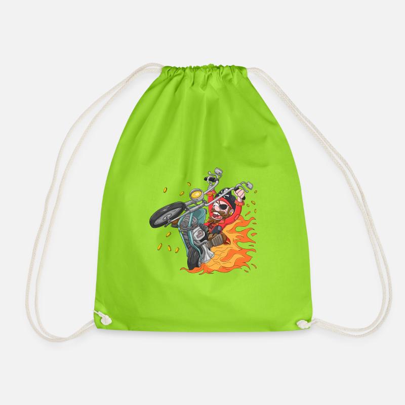 Motorrad Pirat - Turnbeutel - Neongrün