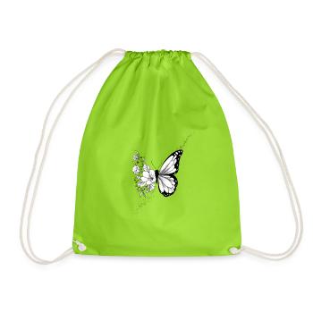 Floral butterfly - Drawstring Bag - neon green - Front