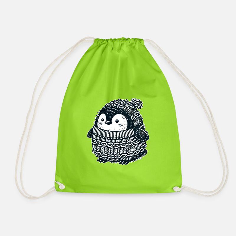 Knitted Penguin - Turnbeutel - Neongrün