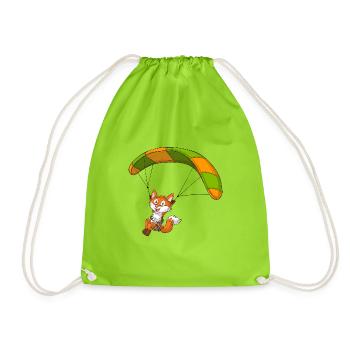 Paraglider Fox / Flying Fox - Drawstring Bag - neon green - Front