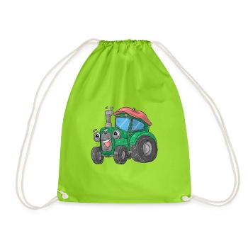 Tractor with face - Drawstring Bag - neon green - Front