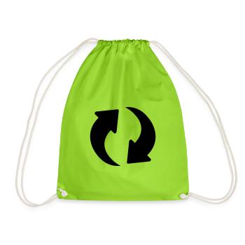 Cycle Icon Recycling Symbol Character Arrows - Drawstring Bag - neon green - Front