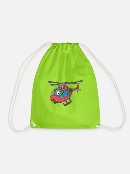 Hélicoptère avec visage - Sac de sport léger - vert néon