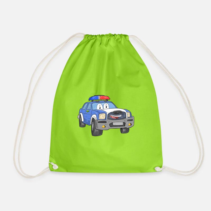 Polizeiauto mit Gesicht - Turnbeutel - Neongrün