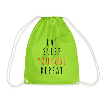 Eat Sleep Youtube Repeat - Drawstring Bag - neon green - Front