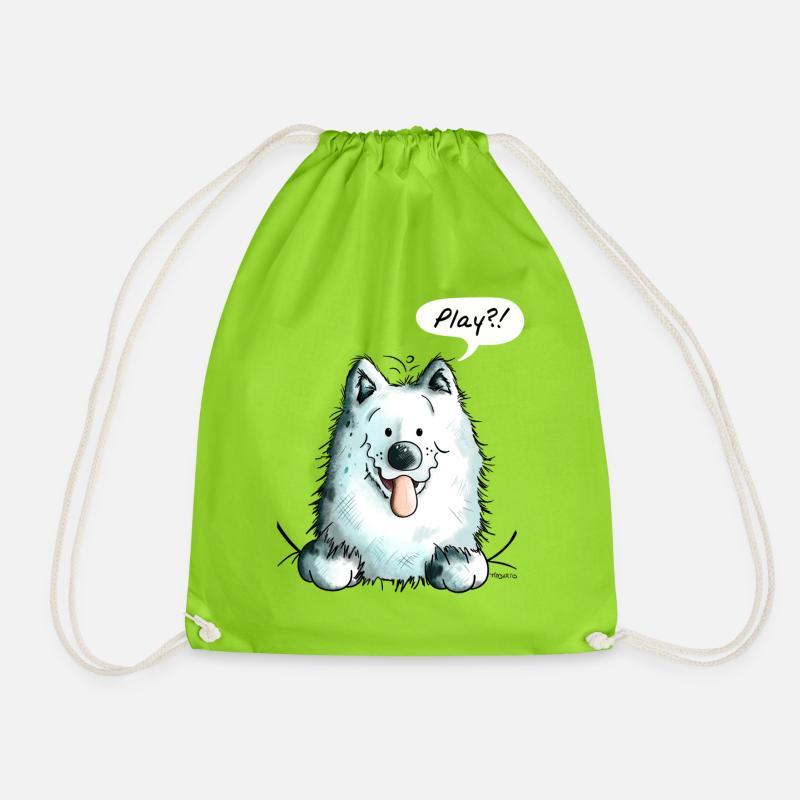 Samojede Play - Samojeden - Sabaka - Sobaka - Hund - Turnbeutel - Neongrün
