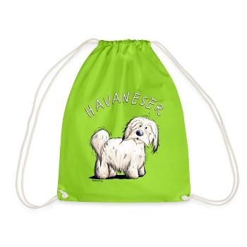 Little Havanese dog i dog friend gift - Drawstring Bag - neon green - Front