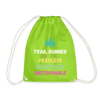 Trail Runner - Fearless. Relentless. Unstoppable. - Drawstring Bag - neon green - Front