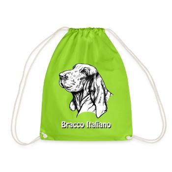 Bracco Italiano Portrait with text - Drawstring Bag - neon green - Front